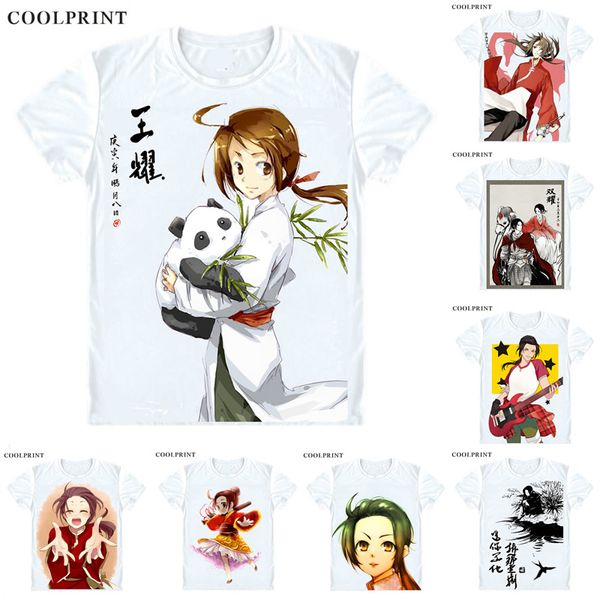 

coolprint china asian allied forces t shirt axis powers hetalia men casual tshirt premium t-shirt printed short sleeve shirts, White;black