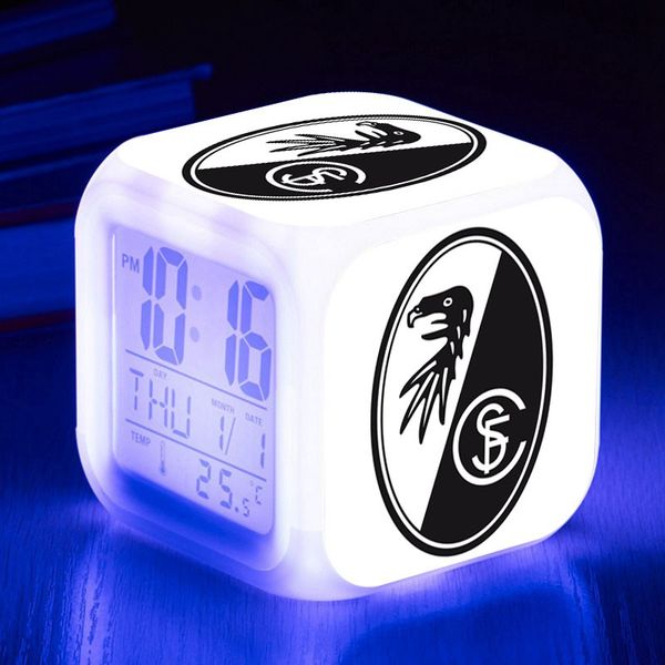 

dropshipping 7 color changing reveil projection heure sc freiburg alarm clock football club led digital alarm clocks xmas toys