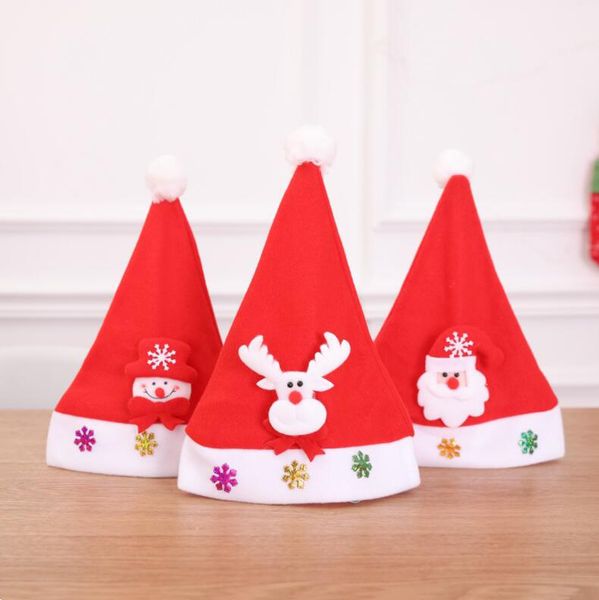 Children Christmas Party Santa Claus Snowman Hat Caps Supplies
