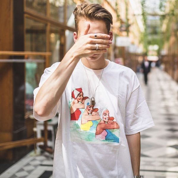 

Новая Коробка с Логотипом Пловцы Майки Повседневная Простая Уличная Мода С Корот