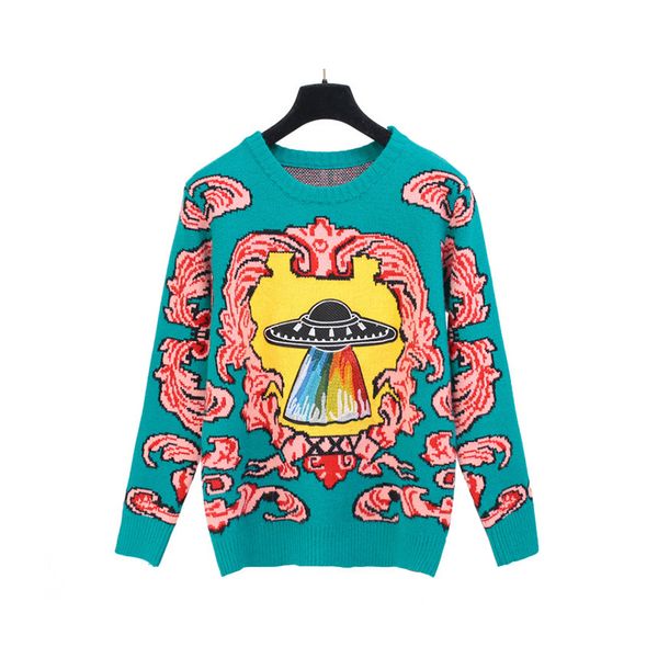 

wholesale-women new vintage warm sweaters ufo clouds jacquard pullovers winter autumn knitted retro loose blusas ws-247, White;black