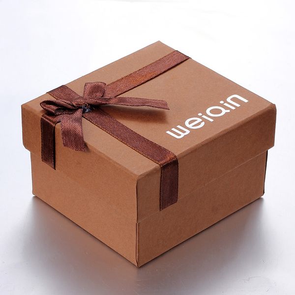 

weiqin bow coffee square shaped paper gift box packing for wristwatches watches boxes, Black;blue