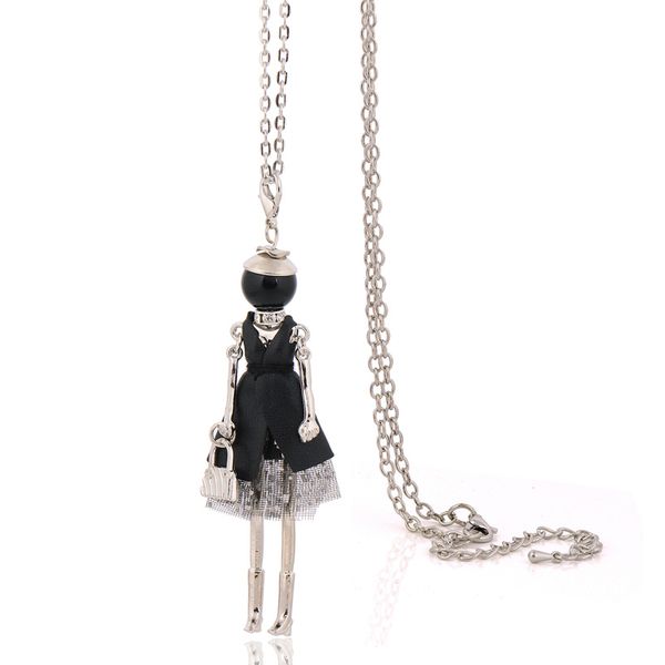 

statement cute doll necklace fashion long chains necklaces women jewelry accessories vintage pendants female bijoux big choker, Silver
