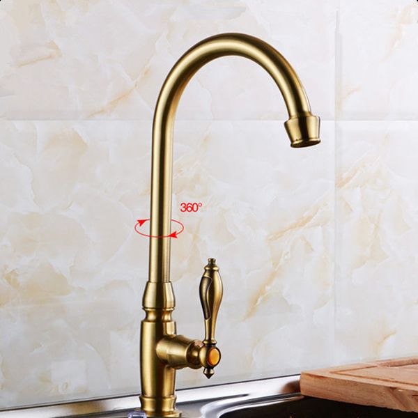 

antique brass kitchen faucet kitchen sink tap cold-water tap 360 swivel spout faucet