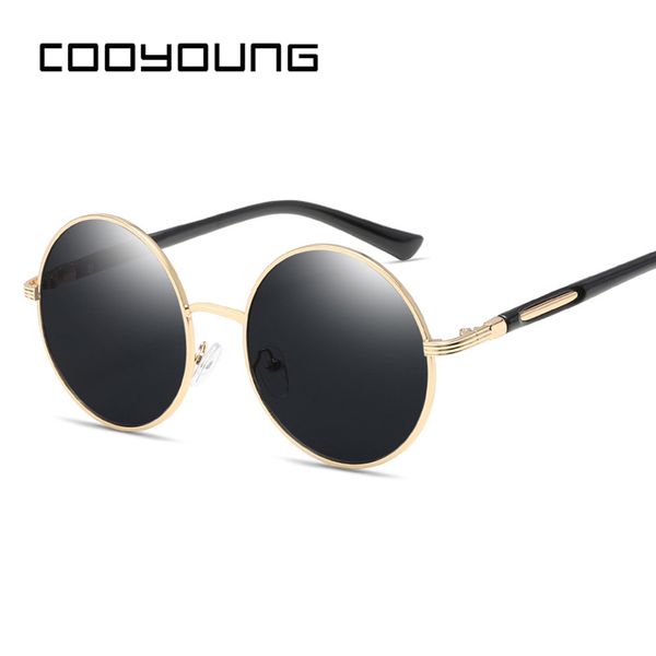 

cooyoung vintage round sunglasses women reflective sun glasses female women's shades brand lunette de soleil uv400, White;black