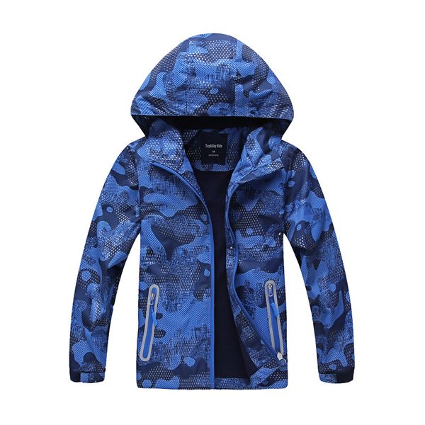 

winter boys sweatshirt camouflage reflective stamping waterproof breathable jacket big boy thickening hooded outdoor jackets, Black