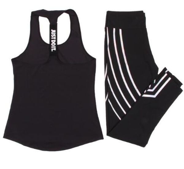 

women yoga set sports vest +reflective leggings fitness clothing running tights jogging workout yoga leggings sport suit, White;red