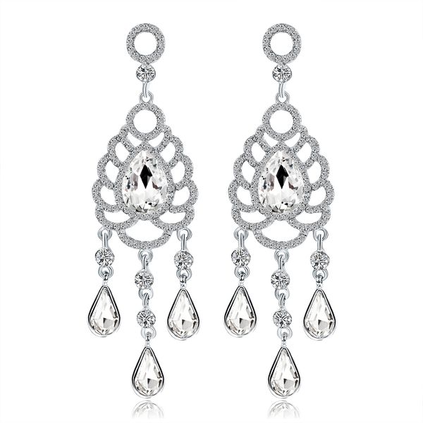

2018 bridal jewelry crystal earrings stud rhinestones prom party earrings wedding jewelry accessories for women bw-220, White