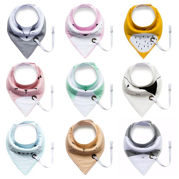 

double-layer baby bib with teether pacifier chain drool 100% cotton waterproof drooling bibs for baby feeding