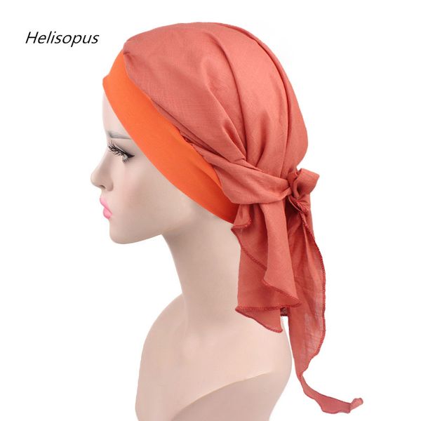 

helisopus 2018 new fashion vintage european and american fashion cotton linen turban cap elastic pirate cap chemotherapy hat