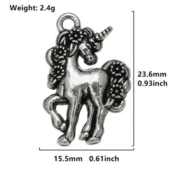 

2021 new unicorn charms zinc alloy fancy animal tibetan silver kawaii diy pendants jewelry making necklace, Bronze;silver