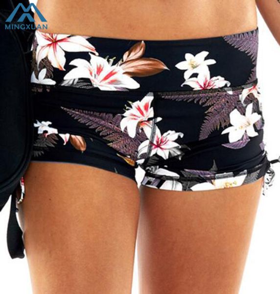 

2018 new low waist shorts tight elastic floral skinny elastic waist printing frenulum bodybuilding shorts, White;black