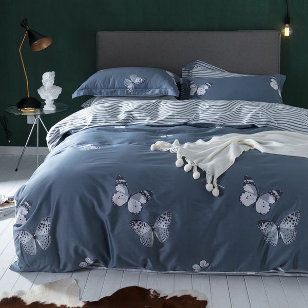 

posodono luxury european bohemian bedding sets duvet cover 100% egyptian coon buerfly bedsheet  king size