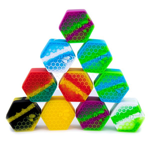 

Honeybee Hexagon Silicone Container nonstick silicone Jars 26ML Wax Container For Oil Crumble Honey Wax Silicone Jars Dab DHL free