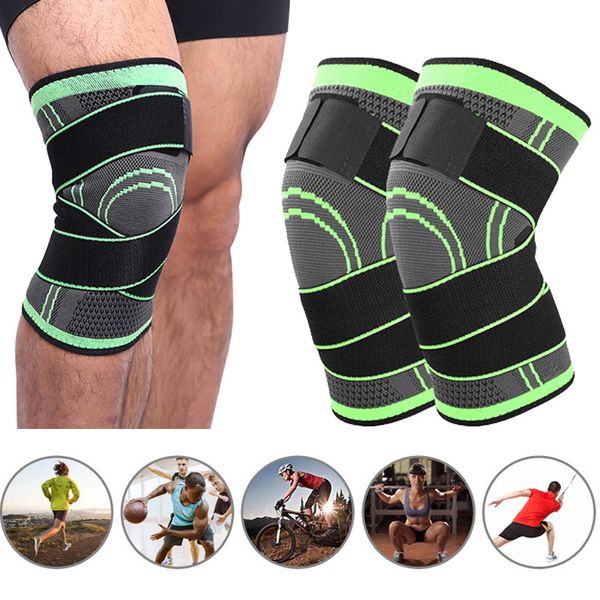 

2018 newly 2 pcs pressurized sports knee pads bandage leg sleeve sports safety guards patella pads, Black;gray