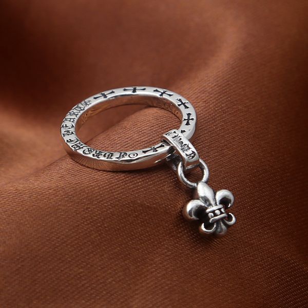 

925 sterling silver jewelry brand new antique silver designer hand-made cross scroll tassel band ring nices cute for women sale