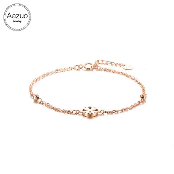 

aazuo real 18k rose gold  stone originality round windmill bracelet gifted for women chain & link bracelets g18k au750, Golden;silver