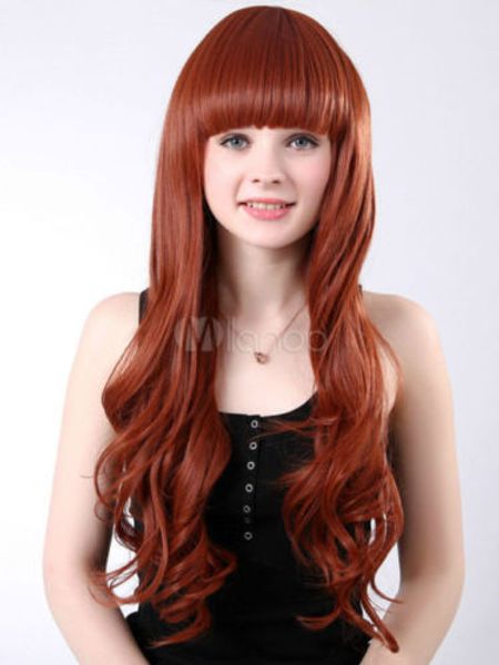 

classic light brown synthetic wavy long wig hair new cosplay wig, Black