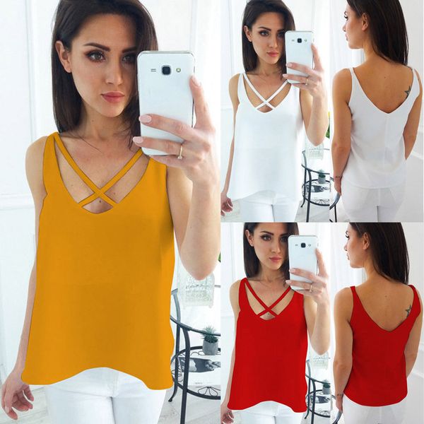 

women ladies summer vest new sleeveless tank casual women clothing solid vest clothes, White