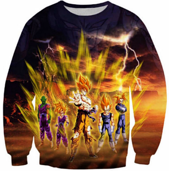 

новая мода женщины / мужчины dragon ball z comic goku harauku стиль смешные 3d печатных crewneck кофты толстовки k137, Black