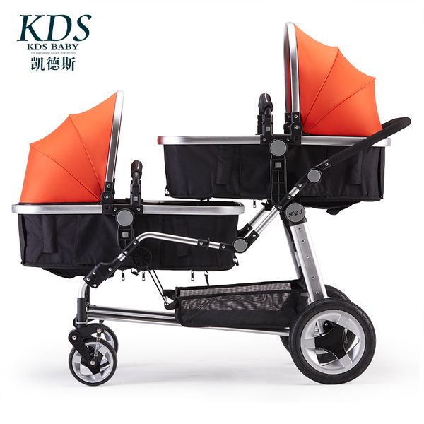 

high landscape child baby stroller caedus twin double folded before and after can sit down