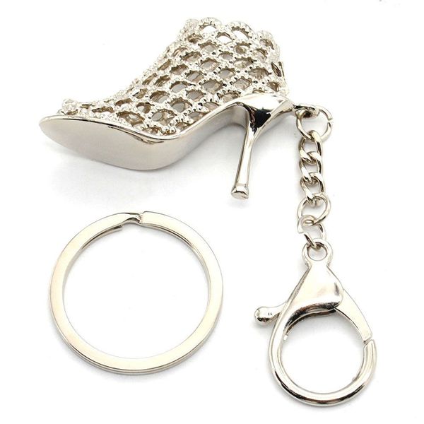 

creative high heel shoes keychains rhinestone keyring women handbag key holder, Silver