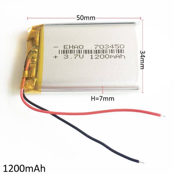 Modello 703450 3.7V 1200mAh Li-Po Batteria ricaricabile ai polimeri di litio per Mp3 DVD PAD telefono cellulare GPS power bank Camera E-book recoder