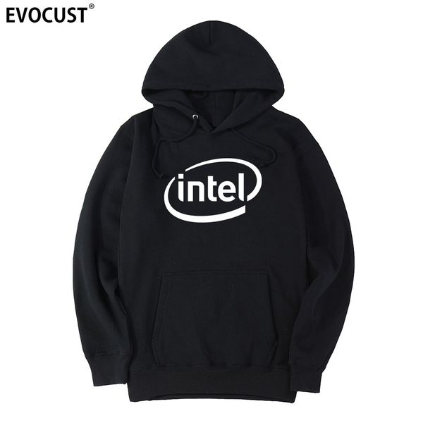 

intel men hoodies sweatshirts women combed cotton, Black