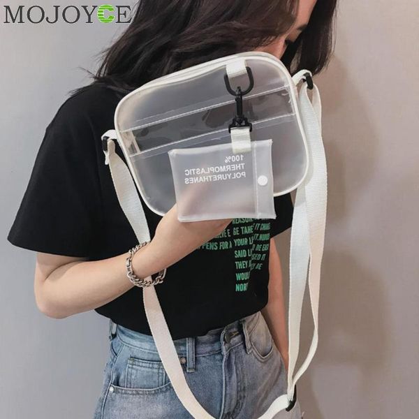 

summer 2 in 1 bag women zipper bags designer 2018 pvc jelly shoulder bag female white transparent messenger handbag girls