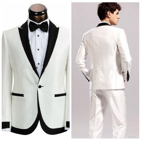 

white and black groom wedding tuxedos formal groom wear groomsman suit fitted business suits with perked lapel 2019 (jacket+pant+tie, Black;gray