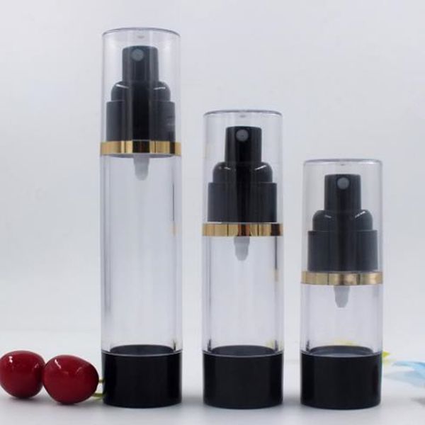 

15ml 30ml 50ml empty black airless lotion cream pump plastic container cosmetic bottle fast shipping f488