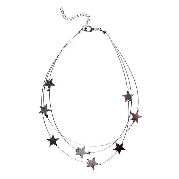 

multiple layers stars pendant necklace jewelry fashion adjustable for women statement necklace 2018, Golden;silver