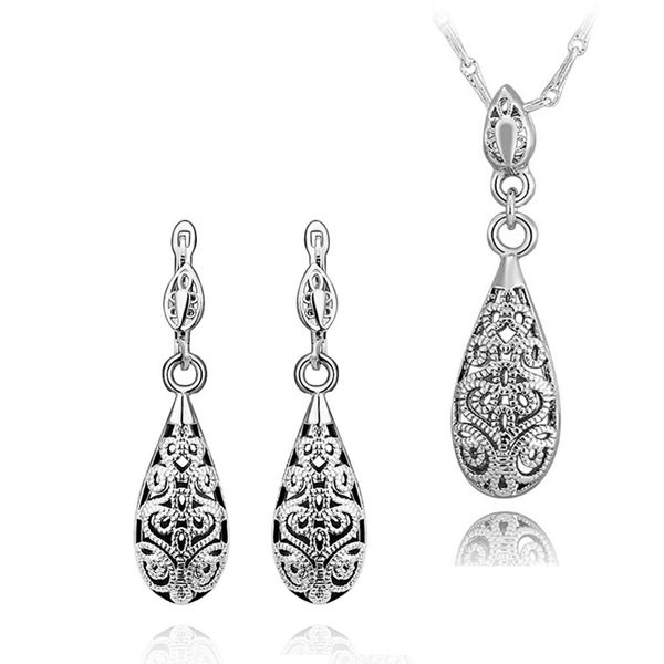 

drop shipping factory price wholesale jewelry set necklace earrings gift, Silver