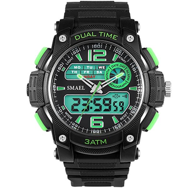 

smael sport watches for men waterproof digital watch led men's wristwatch clock man 1545 montre homme big men watches, Slivery;brown