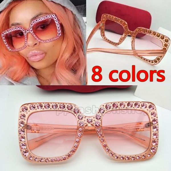 

diamond sunglasses fashion designer sunglasses square frame with diamond summer popular style uv 400 protection eyewear for women, White;black