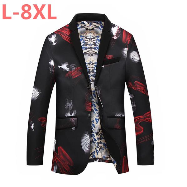 

large size 8xl new spring autumn fashion trend men slim long sleeve suit jacket male business casual blazers coat, White;black