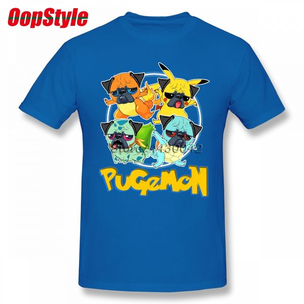 

funny pug dog t-shirt for men short sleeve cotton plain custom tee, White;black