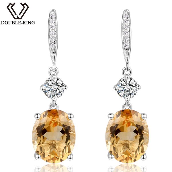 

double-r natural citrine earrings 5.00 ct genuine vintage gemstone earring for women silver 925 drop earrings wedding, Golden;silver