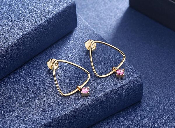

style new popular purple swarovski elements crystal earrings jewelry simple earrings sterling silver 925 geometric earrings gold plated, Golden