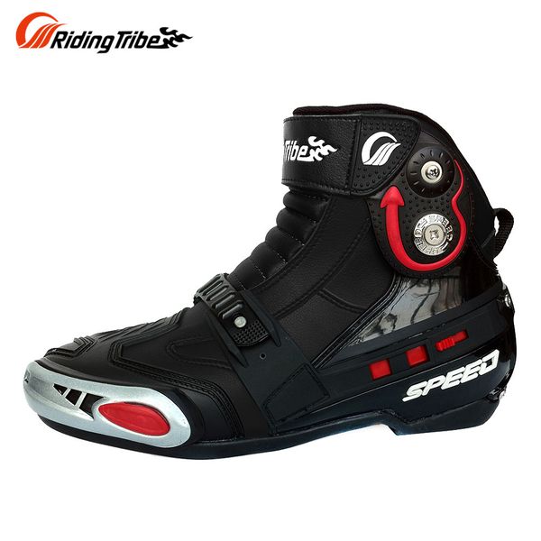 

ridingtribe durable slip-gear motorcycle shoes short boots knight motorcycle road racing shoes for men and women black