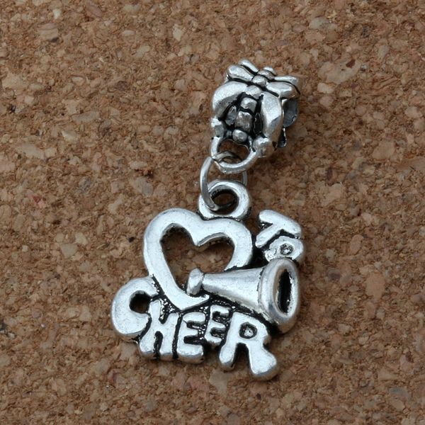 

MIC. 100 шт. / Лот 16x 30 мм антикварный серебряный сплав чирлидер сердце я люблю развесе