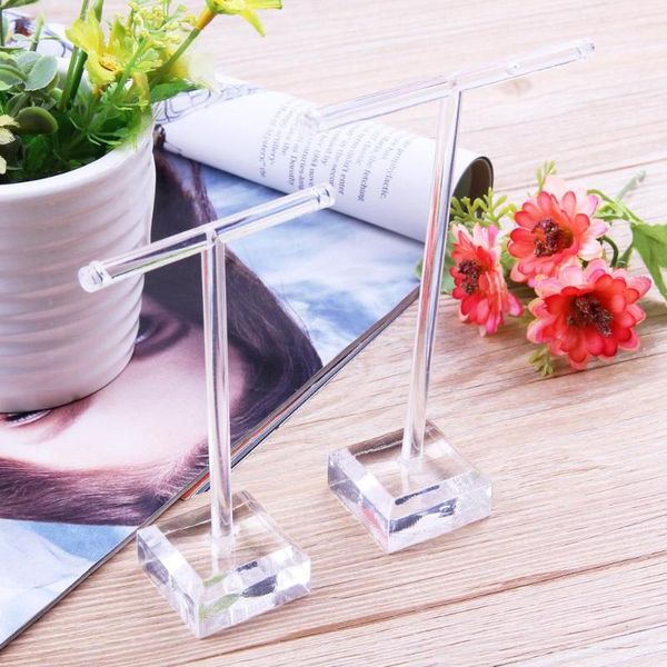 

2pcs glass earrings jewelry organizer t bar stand holder storage hanger showcase rack organizer glass jewelry, Black