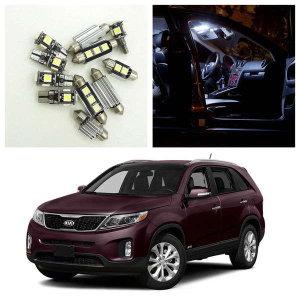 White Car Bulbs Interior Auto For Kia Sorento 2014 2015 Accessories Led Dome Map Glove Box License Plate Light 12v Strobe Light Kits For Emergency