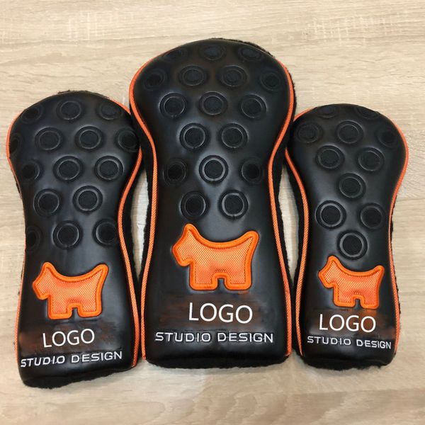 

2018 custom design golf woods && blade putter headcover pu leather golf head cover 3 pcs/set ing
