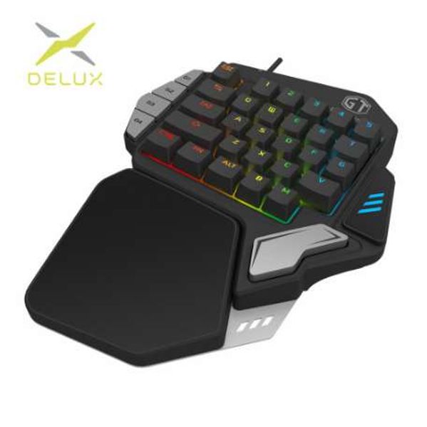 Delux T9X Einhändige mechanische Gaming-Tastatur, voll programmierbare, kabelgebundene USB-Tastaturen mit RGB-Hintergrundbeleuchtung für PUBG LOL E-Sports