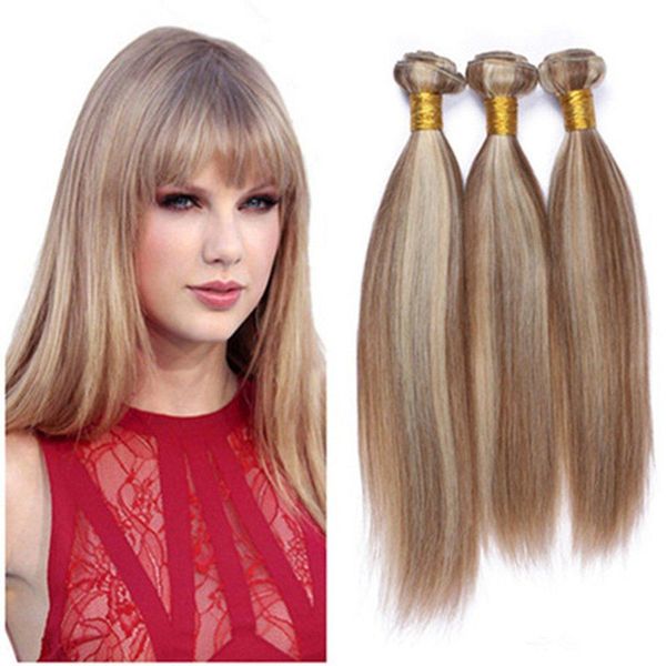 Brown And Blonde Mixed Piano Color Virgin Indian Human Hair Weaves