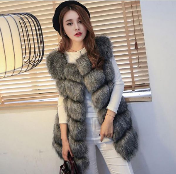 

women faux vests women's coats jacket women's coat winter warm luxury fur vest for, Black;brown