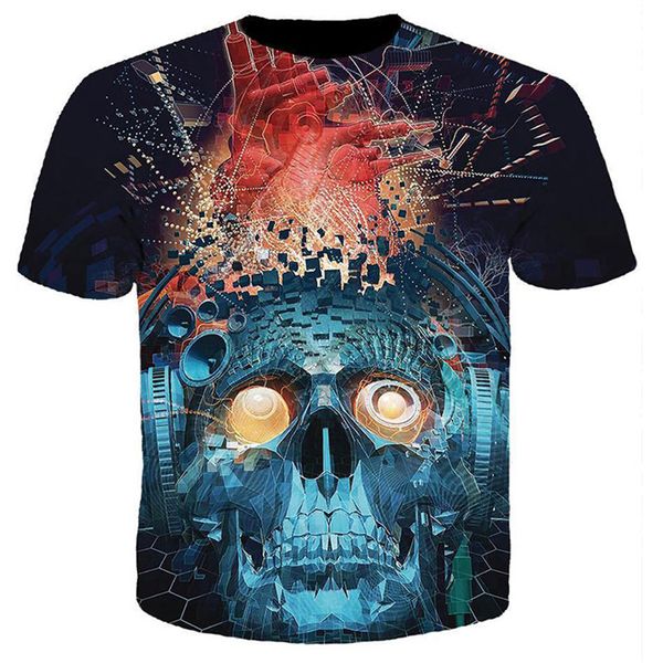 

новые 3d череп футболка мужчина / женщины современного net metal skull 3d print tee рубашка streetwear прохладного лето tops u805, White;black