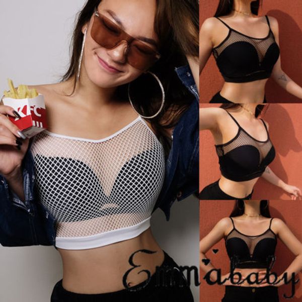 

sheer mesh fishnet crop women see through yarn net, White