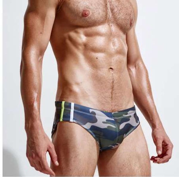 Tronchi di nuoto del camuffamento di marca di superbody Costume da bagno sexy Costumi da bagno di nuotata degli uomini di estate Costume da bagno di rappezzatura di rappezzatura degli uomini di estate